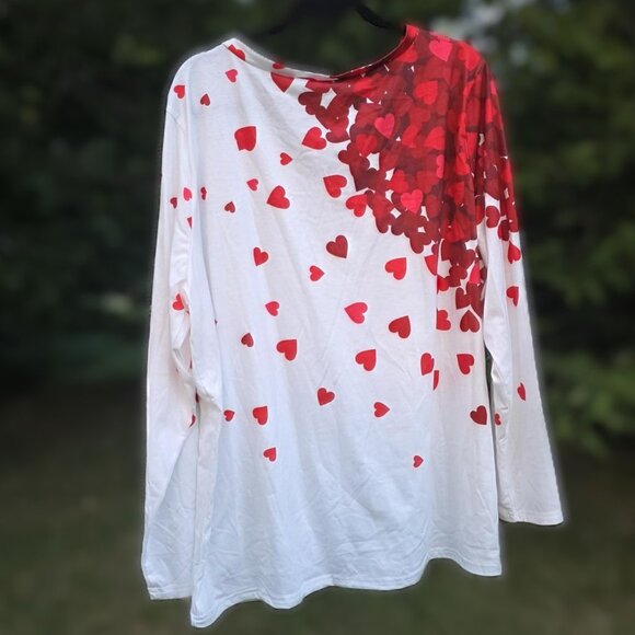 Women's Plus Size 3X Top Shirt with Hearts long sleeves Valentine's Day! - Picture 2 of 5